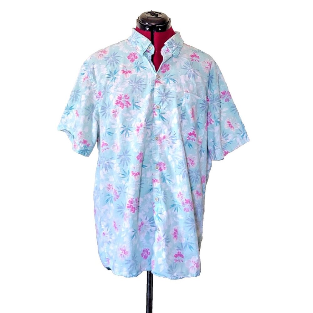 IZOD Saltwater Men’s Multicolor Button Front Shirt Classic Fit Size XL Pocket